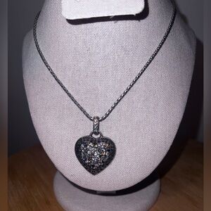 Brighton Silver Plate All You Need Is Love Rhinestone Heart necklace